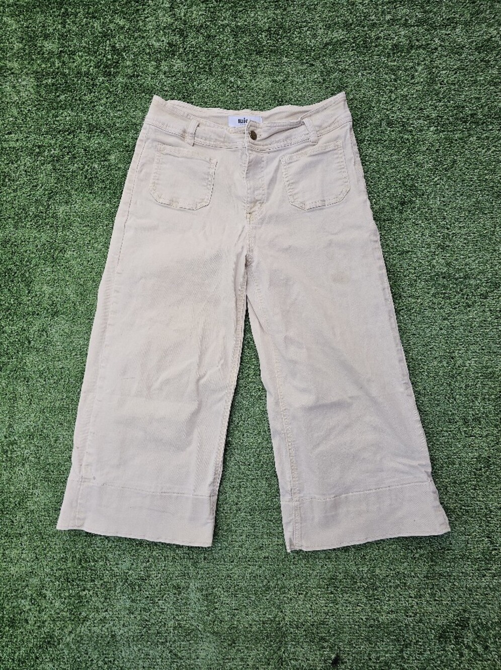 Wide-Leg Women's Jeans in Khaki - Cropped Style
